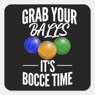 Funny Bocce Bollar Player-Boules Team Fyrkantigt Klistermärke