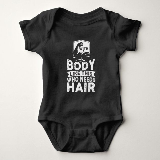  Funny Bodybuilder No Hair Bald Head Idrottsman T Shirt (Framsida)