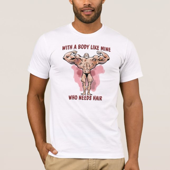 Funny BodyBuilder Posing Bald Head Humor Tröja (Framsida)