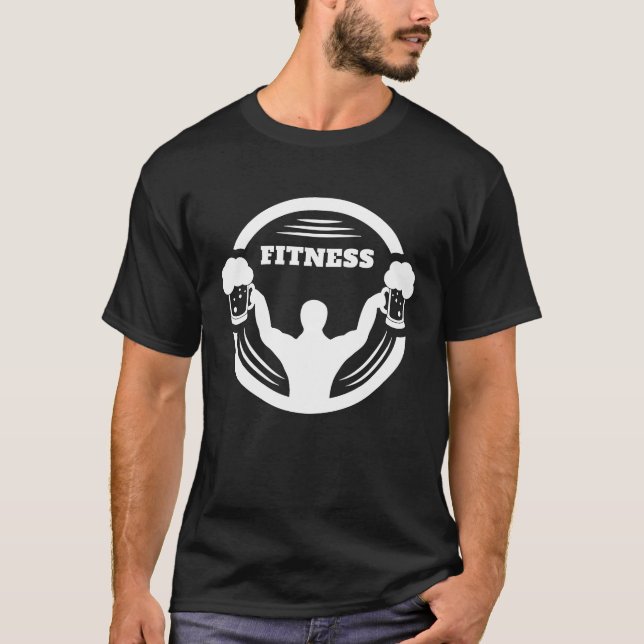 Funny bodybuilder with beer in the hand weightlift t shirt (Framsida)