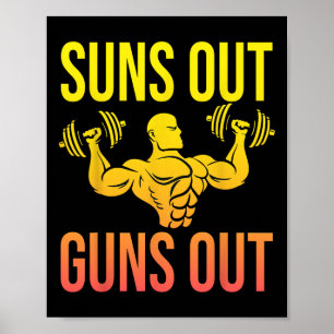 Funny Bodybuilding Fitness Sol utelemavvapen Out B Poster