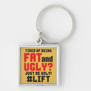 Funny Bodybuilding Gym Fyrkantig Silverfärgad Nyckelring