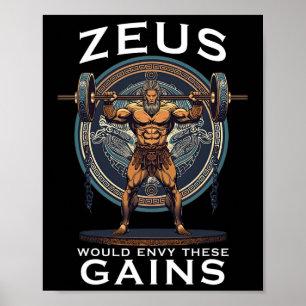 Funny Bodybuilding Muscle Gain Humor Grek Gud Zeu Poster