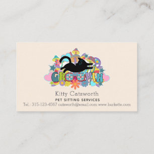 Funny Boho Hippie Retro Pet Sitta Service Visitkort