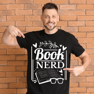 Funny Bok Älskare Bok Nerd Black White T Shirt