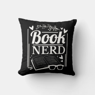 Funny Bok Nerd Quote Black White Dekorativ kudde