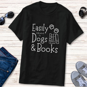 Funny Bok och Hund älskare Humor T Shirt