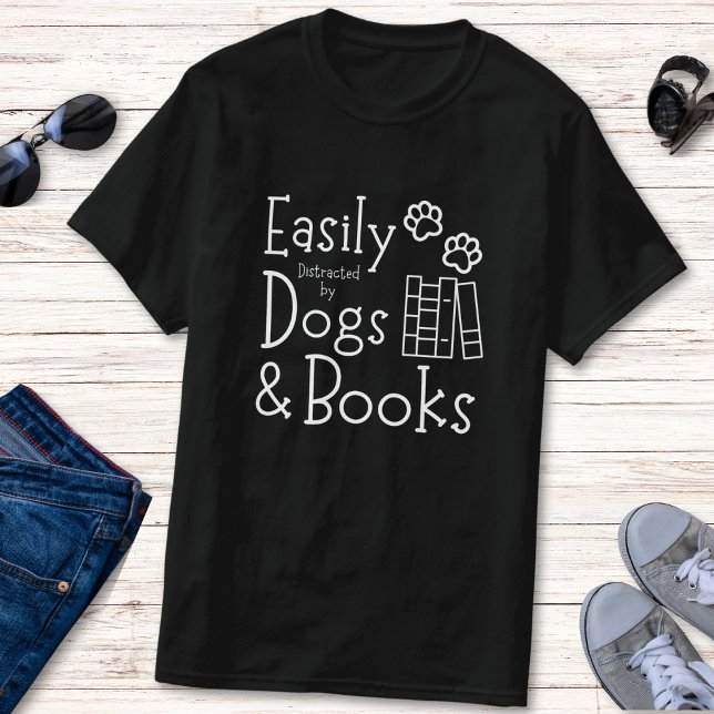 Funny Bok och Hund älskare Humor T Shirt (Skapare uppladdad)
