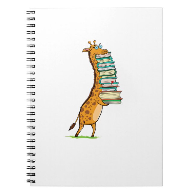 Funny Bok Reading Giraffe I Kärlek My Bibliotek Anteckningsbok (Framsidan)