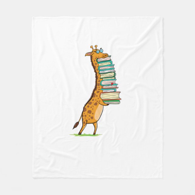 Funny Bok Reading Giraffe I Kärlek My Bibliotek Fleecefilt (Framsidan)