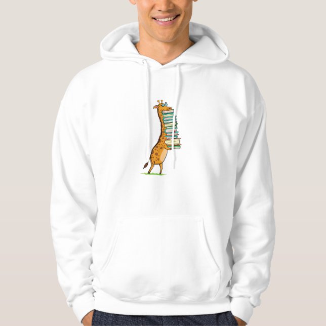 Funny Bok Reading Giraffe I Kärlek My Bibliotek Hoodie (Framsida)