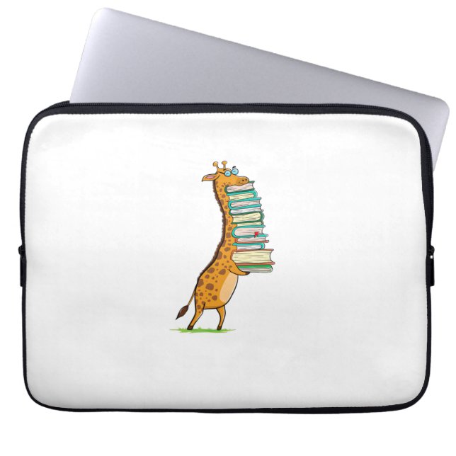 Funny Bok Reading Giraffe I Kärlek My Bibliotek Laptop Fodral (Framsidan)