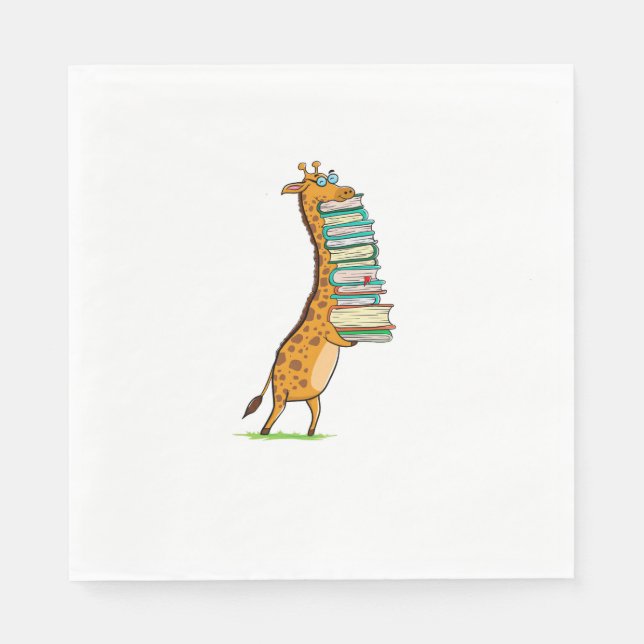 Funny Bok Reading Giraffe I Kärlek My Bibliotek Pappersservett (Framsidan)