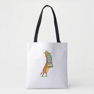 Funny Bok Reading Giraffe I Kärlek My Bibliotek Tygkasse