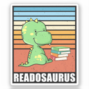 Funny Bok Readosaurus Dinosaur Reading Dino Retro Klistermärken