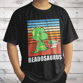 Funny Bok Readosaurus Dinosaur Reading Dino Retro T Shirt