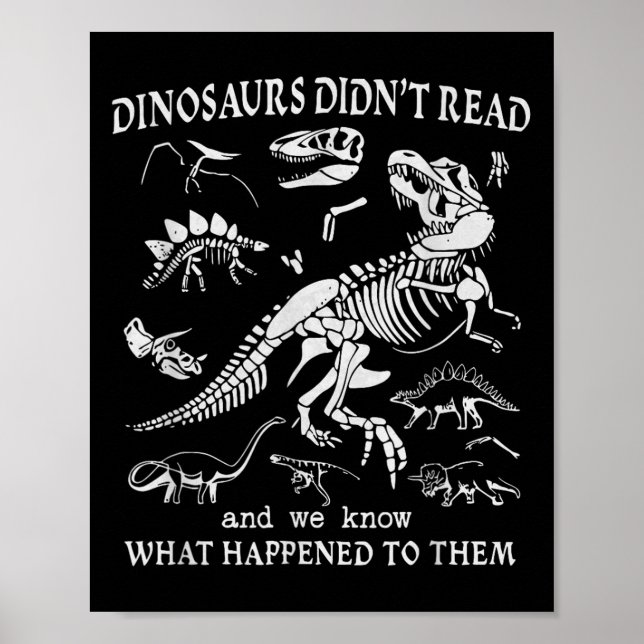 Funny bokverk Nerd Bok Klubb Reading Älskare Dinos Poster (Framsidan)