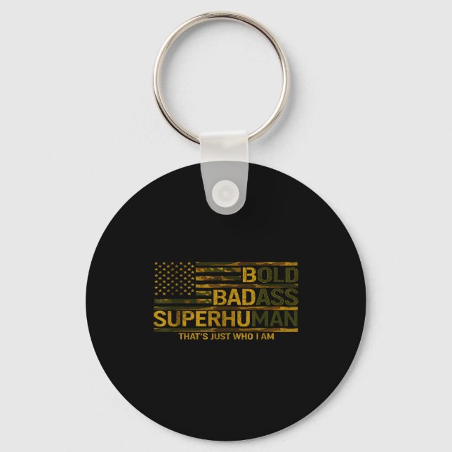 Funny Bold Bad Superhuman Fathers Day Gag Gift Gra Nyckelring (Framsida)