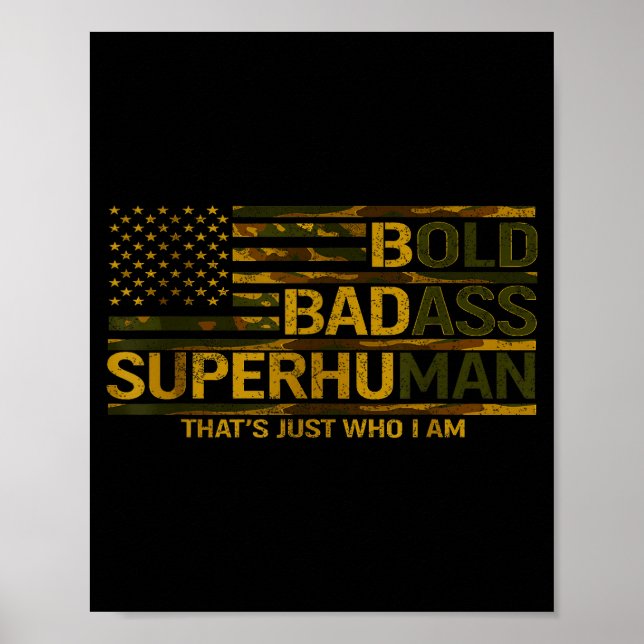 Funny Bold Bad Superhuman Fathers Day Gag Gift Gra Poster (Framsidan)