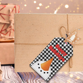 Funny Bold Snögubbe Glad helg Rustic Land Presentetikett