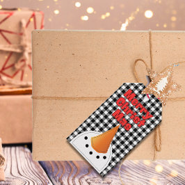 Funny Bold Snögubbe God jul Rustic Land Presentetikett