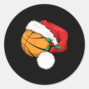 Funny Boll Basketball Santa Hat God jul Xm Runt Klistermärke