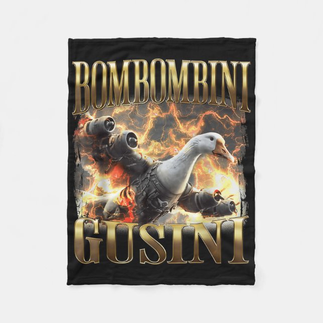 Funny Bombombini Guzzini - Italienska Brainrot Mem Fleecefilt (Framsidan)