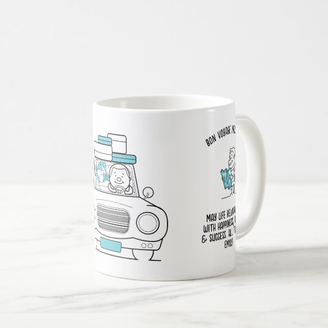 Funny Bon Voyage Gift Personlig Traveling Man Kaffemugg (Framsida höger)