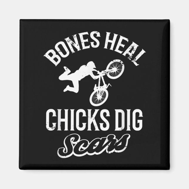 Funny Bones Heal Chicks Dig S Bmx Biking  Magnet (Framsidan)