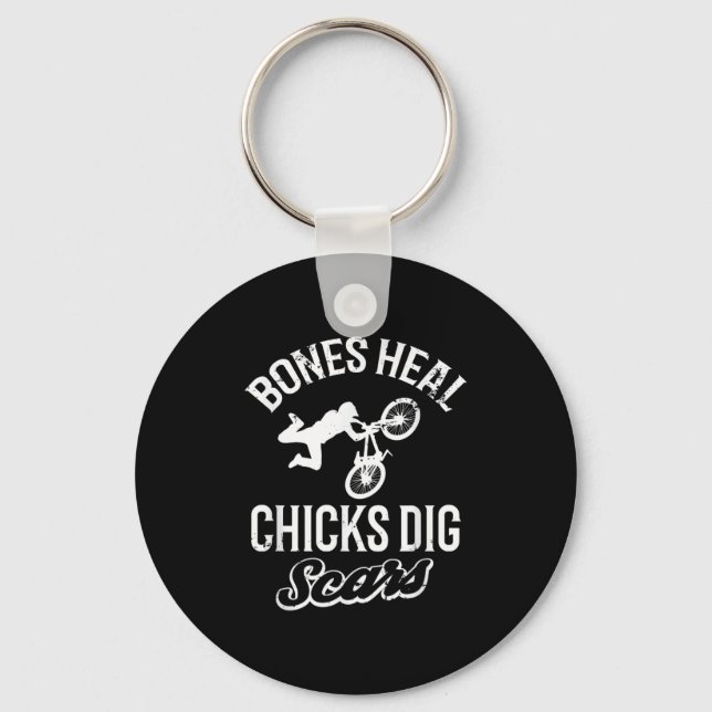 Funny Bones Heal Chicks Dig S Bmx Biking  Nyckelring (Framsida)