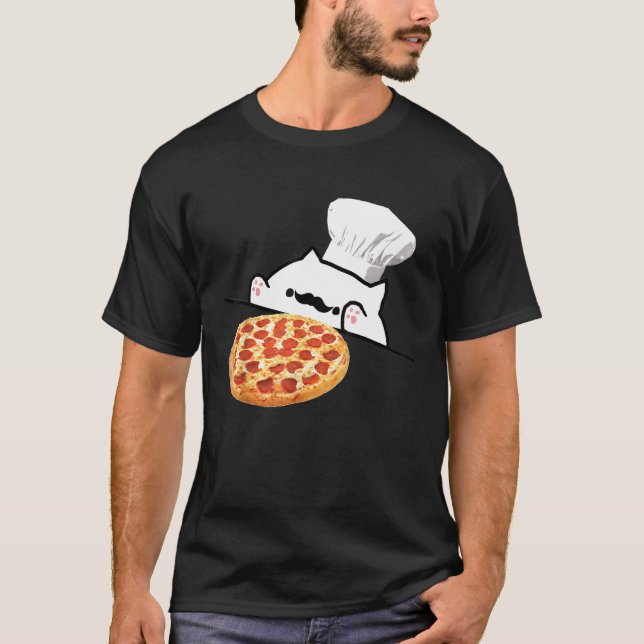 Funny Bongo Cat Pizza Chef Dank Memes T Shirt (Framsida)