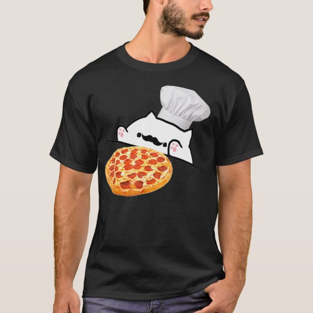 Funny Bongo Cat Pizza Chef Dank Memes T Shirt (Framsida)