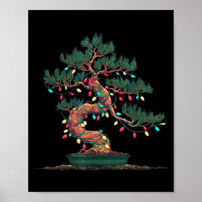 Funny Bonsai Tree Christmas Graphics Lights Lover  Poster (Framsidan)