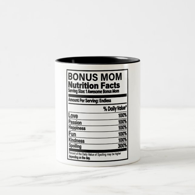 Funny Bonus Mamma Nutrition Facts Två-Tonad Mugg (Center)