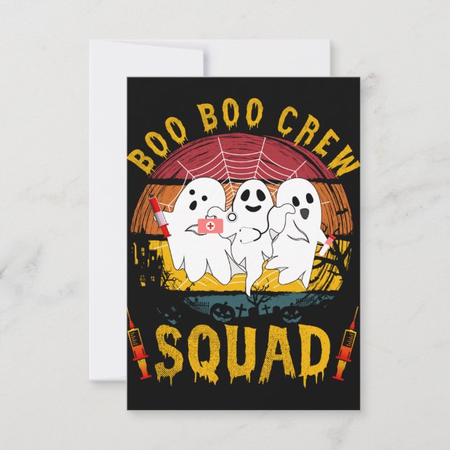 Funny Boo Boo Crew Squad Nurse Halloween Nurses RN Inbjudningar (Framsida)