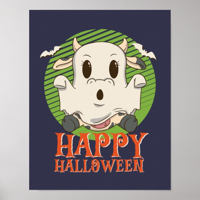 Funny Boo Ghost Baby Cow Moo Happy halloween Poster (Framsidan)