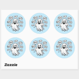 Funny Boo Ghost Sticker-uppsättning Runt Klistermärke