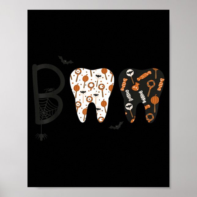 Funny Boo Halloween Candy Dentist Teeth Men Women  Poster (Framsidan)