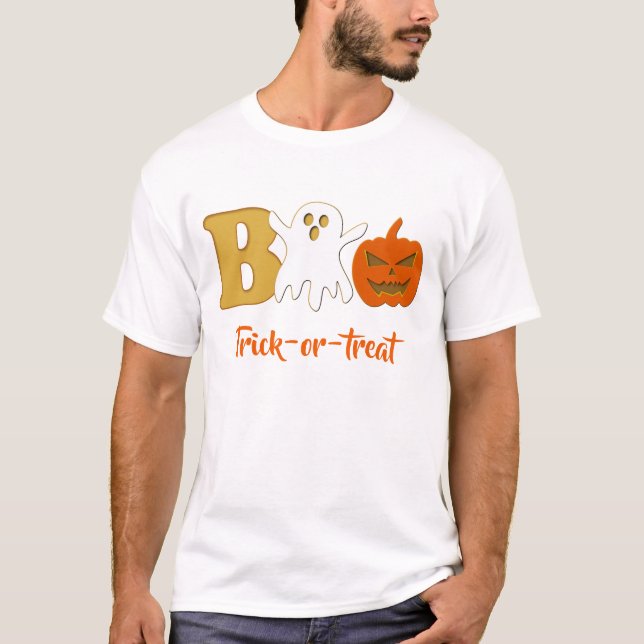 Funny Boo Halloween Manar-shirt T Shirt (Framsida)