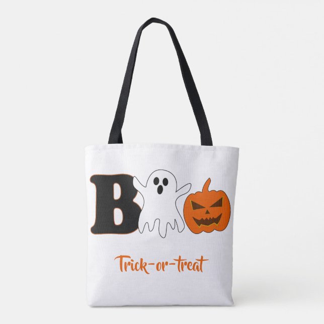 Funny Boo Halloween Tote Tygkasse (Baksida)