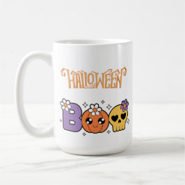 Funny Boo Halloween White &orang Kaffemugg