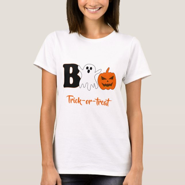 Funny Boo Halloween Women T-Shirt (Framsida)