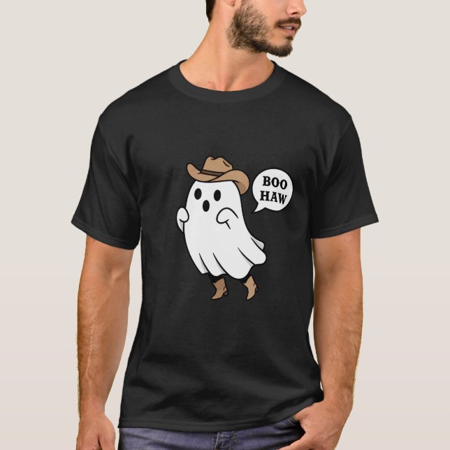 Funny "Boo Haw" Cute Cowboy Ghost Pun T Shirt (Framsida)