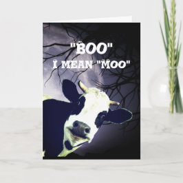 Funny Boo I elak Moo Cow Måne Halloween Kort
