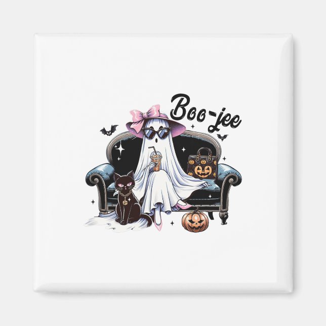 Funny Boo Jee Ghost Halloween Boo Jee Ghost Spooky Magnet (Framsidan)