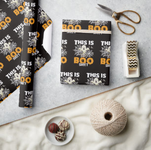 Funny Boo Lakan Ghost Halloween Wrapping Papper Presentpapper