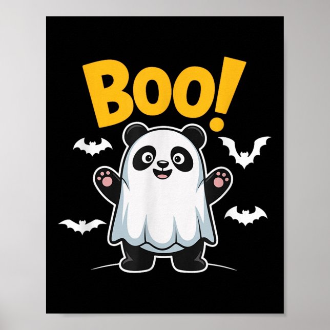 Funny Boo Panda Halloween Ghost Desing För barn Poster (Framsidan)