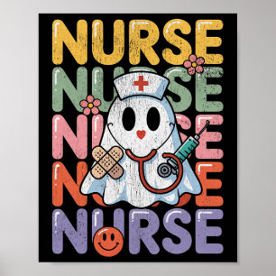 Funny Boo-sjuksköterska i Ghost form Cute Hallowee Poster