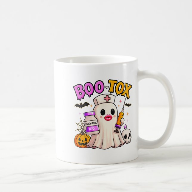 Funny Boo Tox Aesthetic Nurse Ghost Skull Pumpkin Kaffemugg (Höger)