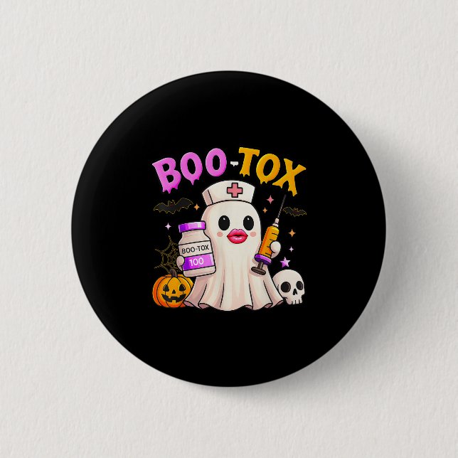 Funny Boo Tox Aesthetic Nurse Ghost Skull Pumpkin Knapp (Framsida)